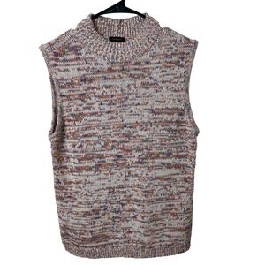 Talbots Womens Sweater Vest Sleeveless Mock‎ Neck Knit Colorful Size L